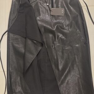 Armani Exchange Black Faux Leather Pencil Skirt